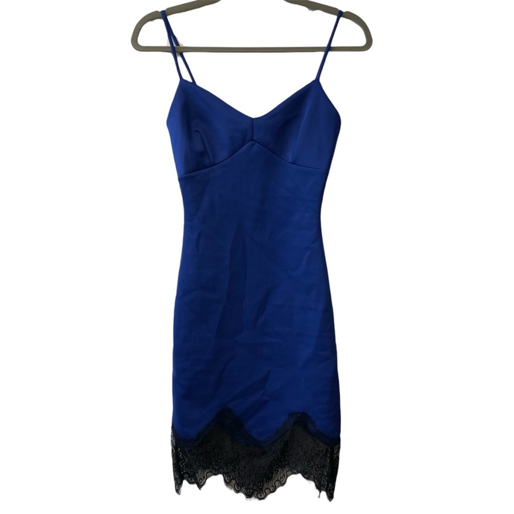 Charlotte Russe Code Pin Up Blue & Black Lace Bodycon Slip Dress